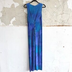 Vtg Maxi Dress Lace Up Back Tie Dye Sleeveless 90s Grunge Boho Beach Citi Dress
